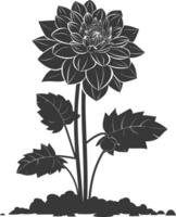 AI generated Silhouette dahlia flower in the ground black color only vector