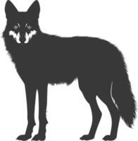 AI generated Silhouette coyote animal black color only full body vector