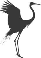 AI generated Silhouette crane bird animal fly black color only full body vector