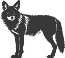 AI generated Silhouette coyote animal black color only full body vector