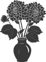 AI generated Silhouette dahlia flower in the vase black color only vector