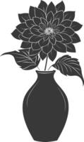 AI generated Silhouette dahlia flower in the vase black color only vector