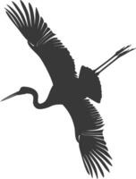 AI generated Silhouette crane bird animal fly black color only full body vector