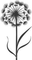 AI generated Silhouette Dandelions flower single black color only vector