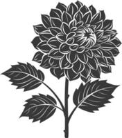 AI generated Silhouette dahlia flower black color only vector