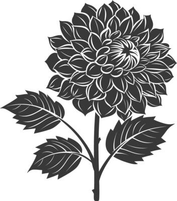 AI generated Silhouette dahlia flower black color only