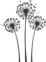 AI generated Silhouette Dandelions flower single black color only vector