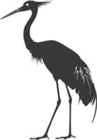 AI generated Silhouette crane bird animal fly black color only full body vector