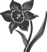 AI generated Silhouette daffodil flower black color only vector