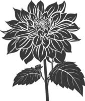 AI generated Silhouette dahlia flower black color only vector