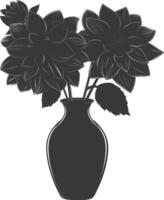AI generated Silhouette dahlia flower in the vase black color only vector