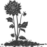 AI generated Silhouette dahlia flower in the ground black color only vector