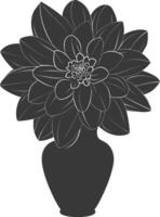 AI generated Silhouette dahlia flower in the vase black color only vector