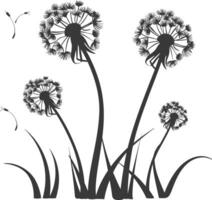 AI generated Silhouette Dandelions Plant flower black color only vector