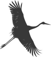 AI generated Silhouette crane bird animal fly black color only full body vector