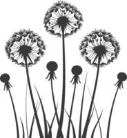 AI generated Silhouette Dandelions Plant flower black color only vector