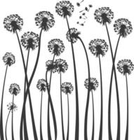 AI generated Silhouette Dandelions Plant flower black color only vector