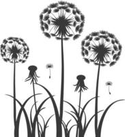 AI generated Silhouette Dandelions Plant flower black color only vector