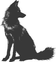 AI generated Silhouette coyote animal black color only full body vector