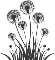 AI generated Silhouette Dandelions Plant flower black color only vector