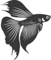 AI generated Silhouette guppy fish animal black color only full body vector