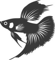 AI generated Silhouette guppy fish animal black color only full body vector