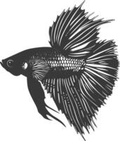 AI generated Silhouette guppy fish animal black color only full body vector