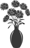 AI generated Silhouette daisy flower in the vase black color only vector