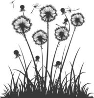 AI generated Silhouette Dandelions flower single black color only vector