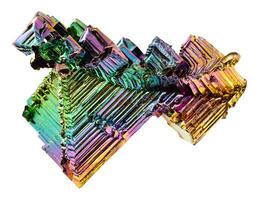 bismuto escalón cristal con iridiscente colores foto