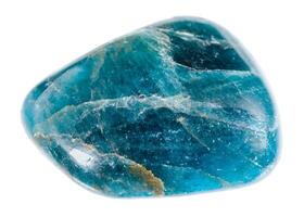 polished blue apatite mineral isolated on white photo