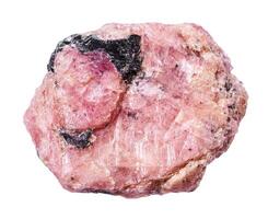 unpolished pink ruby mineral isolated on white photo