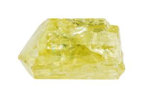 raw yellow apatite crystal isolated on white photo