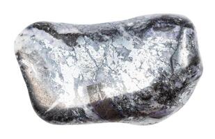 tumbled stibnite mineral isolated on white photo
