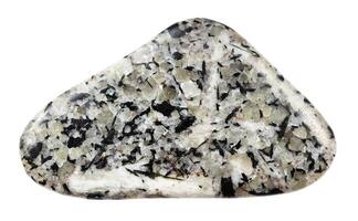 tumbled foyaite mineral isolated on white photo