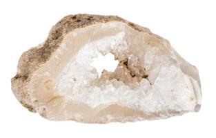 layer of quartz-filled geode isolated on white photo