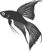 AI generated Silhouette guppy fish animal black color only full body vector