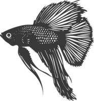 AI generated Silhouette guppy fish animal black color only full body vector