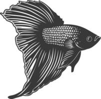 AI generated Silhouette guppy fish animal black color only full body vector