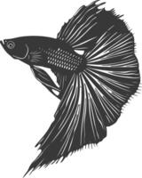 AI generated Silhouette guppy fish animal black color only full body vector