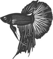 AI generated Silhouette guppy fish animal black color only full body vector