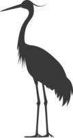 AI generated Silhouette crane bird animal black color only full body vector