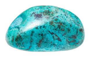 tumbled chrysocolla gemstone isolated on white photo