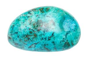 tumbled chrysocolla mineral isolated on white photo