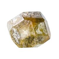 green and brown grossular garnet crystal isolated photo