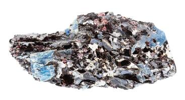 crudo azul cianita en biotita rock aislado en blanco foto