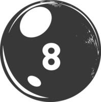 AI generated silhouette billiard ball number 8 black color only vector