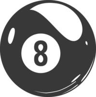 AI generated silhouette billiard ball number 8 black color only vector