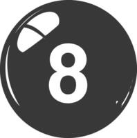 AI generated silhouette billiard ball number 8 black color only vector