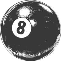 AI generated silhouette billiard ball number 8 black color only vector